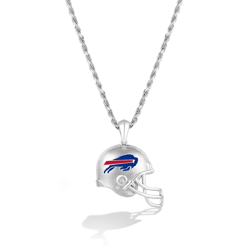 True Fan Silver Buffalo Bills 1/20 CT. T.W. Diamond Helmet Necklace
