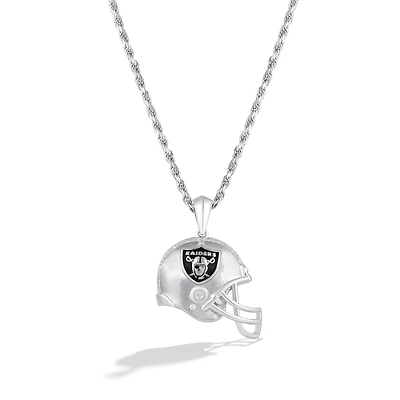 True Fan Silver Las Vegas Raiders 1/20 CT. T.W. Diamond Helmet Necklace