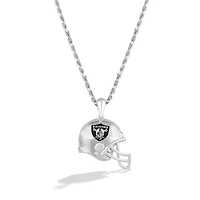 True Fan Silver Las Vegas Raiders 1/20 CT. T.W. Diamond Helmet Necklace