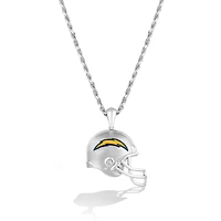 True Fan Silver Los Angeles Chargers 1/20 CT. T.W. Diamond Helmet Necklace
