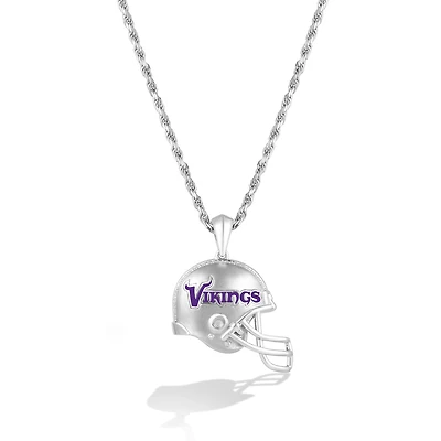 True Fan Silver Minnesota Vikings 1/20 CT. T.W. Diamond Helmet Necklace