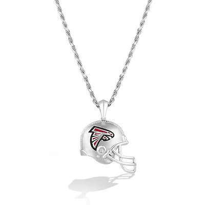 True Fan Silver Atlanta Falcons 1/20 CT. T.W. Diamond Helmet Necklace