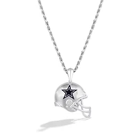 True Fan Silver Dallas Cowboys 1/20 CT. T.W. Diamond Helmet Necklace