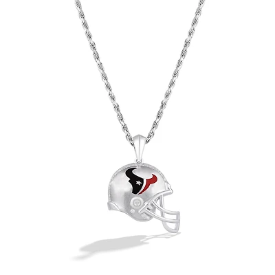 True Fan Silver Houston Texans 1/20 CT. T.W. Diamond Helmet Necklace
