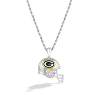 True Fan Silver Green Bay Packers 1/20 CT. T.W. Diamond Helmet Necklace