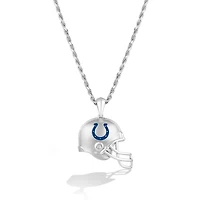 True Fan Silver Indianapolis Colts 1/20 CT. T.W. Diamond Helmet Necklace