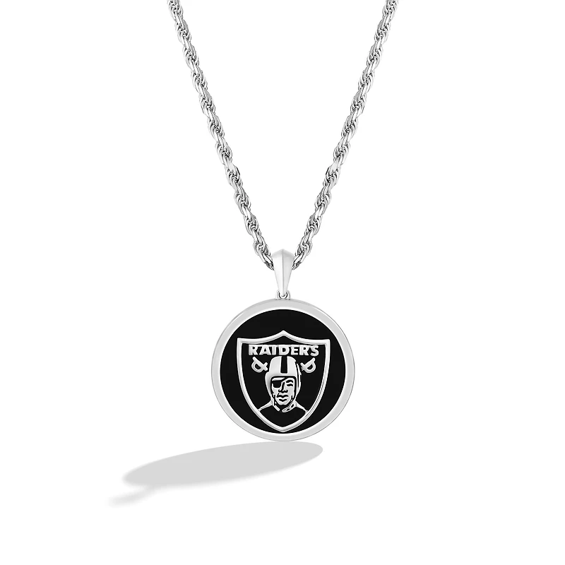 True Fan Las Vegas Raiders 1/15 CT. T.W. Diamond & Oval Black Onyx Necklace