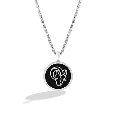 True Fan Los Angeles Rams 1/15 CT. T.W. Diamond & Oval Black Onyx Necklace