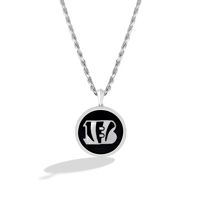 True Fan Cincinnati Bengals 1/15 CT. T.W. Diamond & Oval Black Onyx Necklace