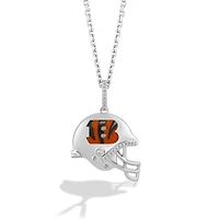 True Fan Silver Cincinnati Bengals Helmet Pendant Necklace