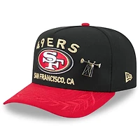 Men's New Era Black/Scarlet San Francisco 49ers 2025 NFL Draft On Stage A-Frame 59FIFTY Fitted Hat