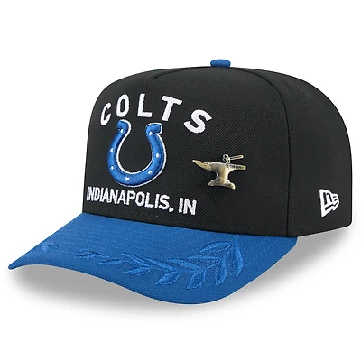 Men's New Era Black/Royal Indianapolis Colts 2025 NFL Draft On Stage A-Frame 59FIFTY Fitted Hat