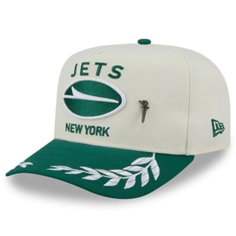 Men's New Era Cream/Green New York Jets 2025 NFL Draft A-Frame 59FIFTY Fitted Hat