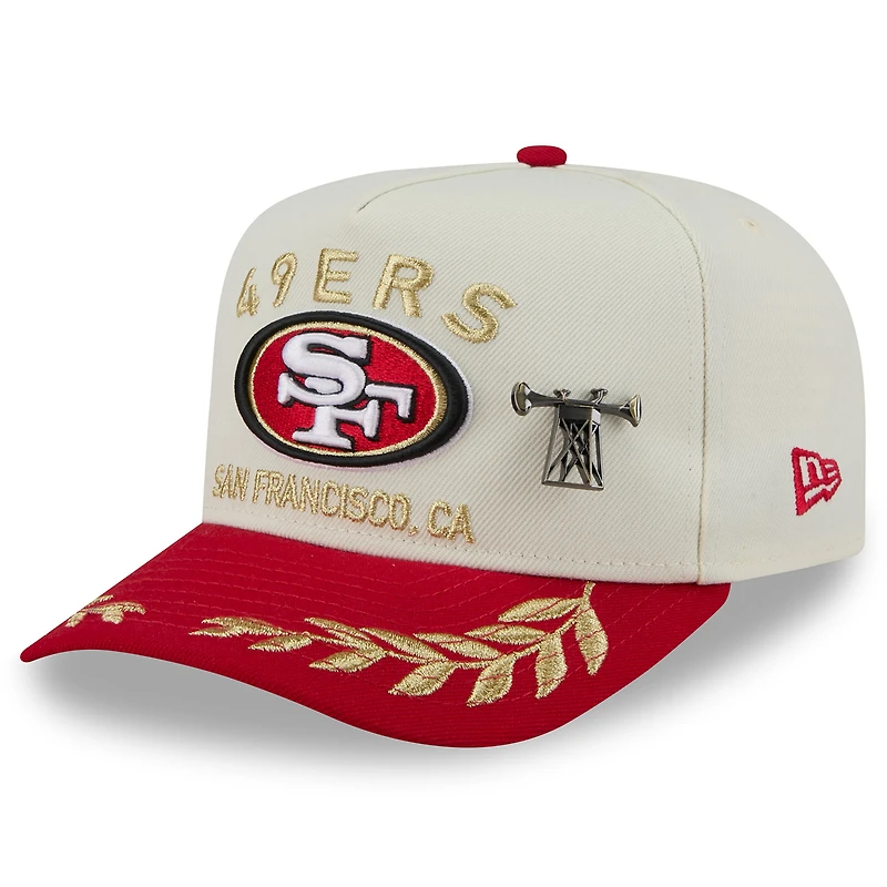 Men's New Era Cream/Scarlet San Francisco 49ers 2025 NFL Draft A-Frame 59FIFTY Fitted Hat
