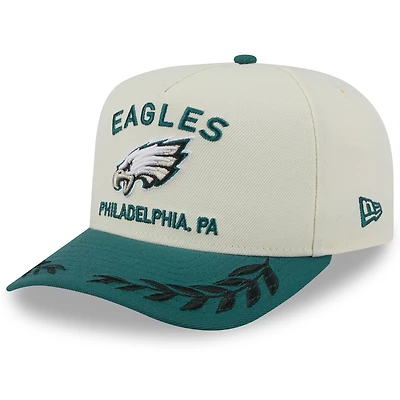 Men's New Era  Cream/Midnight Green Philadelphia Eagles 2025 NFL Draft A-Frame 9FIFTY Snapback Hat