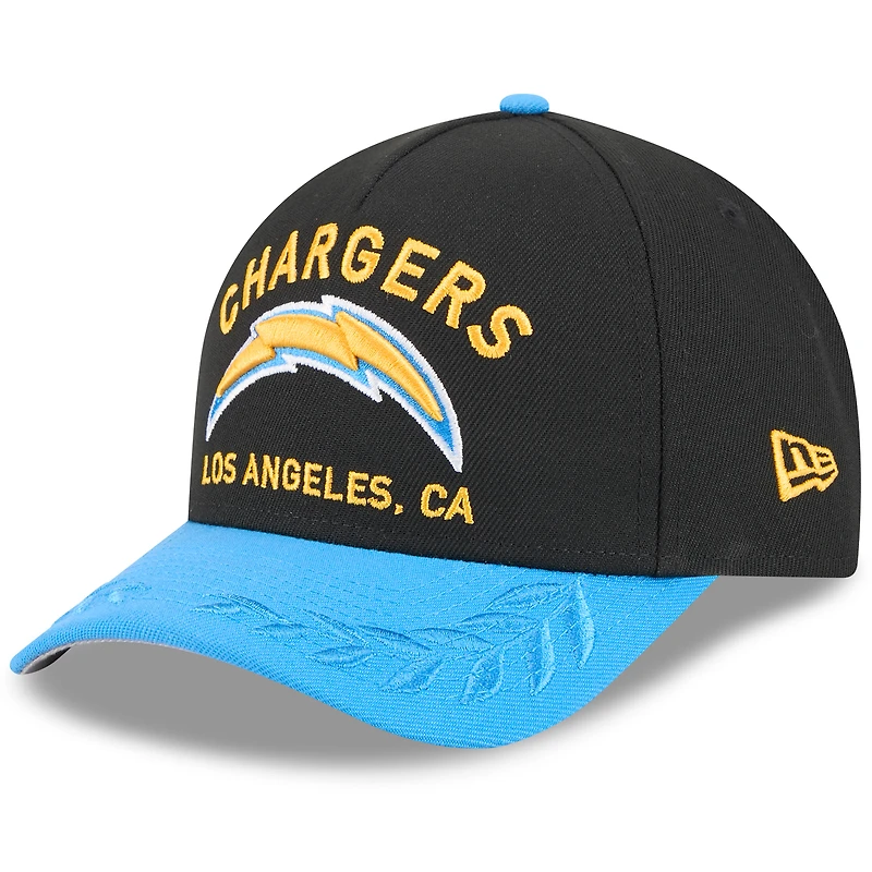 Men's New Era Black/Powder Blue Los Angeles Chargers 2025 NFL Draft 9FORTY A-Frame M-Crown Adjustable Hat