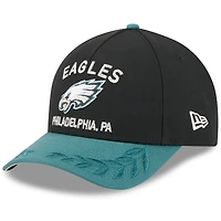 Men's New Era Black/Midnight Green Philadelphia Eagles 2025 NFL Draft 9FORTY A-Frame M-Crown Adjustable Hat