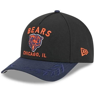 Men's New Era Black/Navy Chicago Bears 2025 NFL Draft 9FORTY A-Frame M-Crown Adjustable Hat