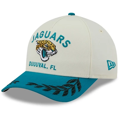 Men's New Era Cream/Teal Jacksonville Jaguars 2025 NFL Draft 9FORTY A-Frame M-Crown Adjustable Hat
