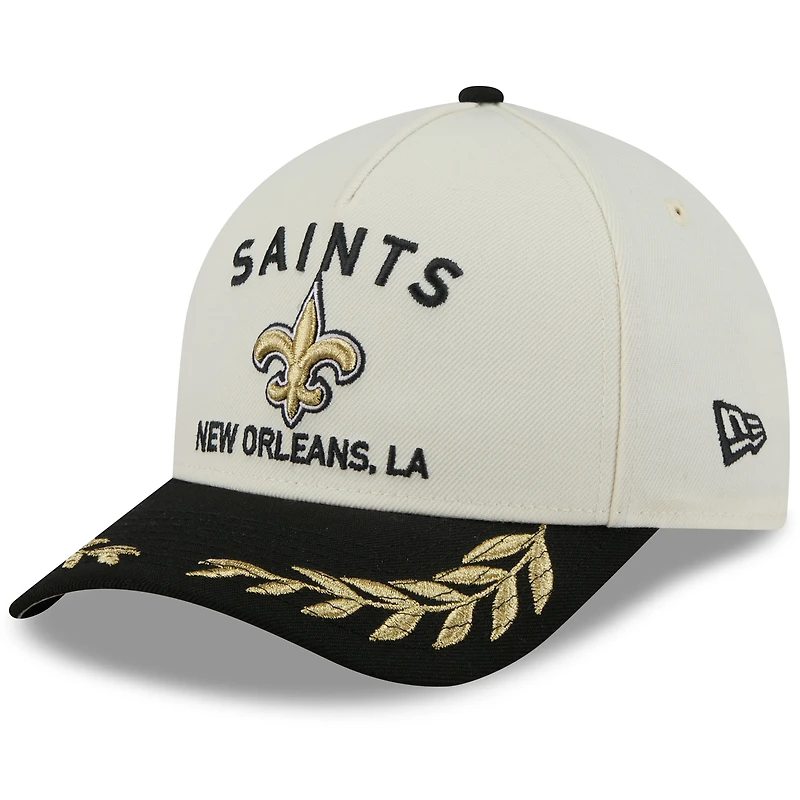 Men's New Era Cream/Black New Orleans Saints 2025 NFL Draft 9FORTY A-Frame M-Crown Adjustable Hat