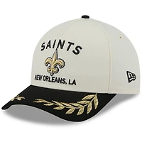 Men's New Era Cream/Black New Orleans Saints 2025 NFL Draft 9FORTY A-Frame M-Crown Adjustable Hat