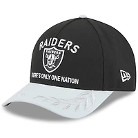 Youth New Era Black/Silver Las Vegas Raiders 2025 NFL Draft 9FORTY A-Frame M-Crown Adjustable Hat