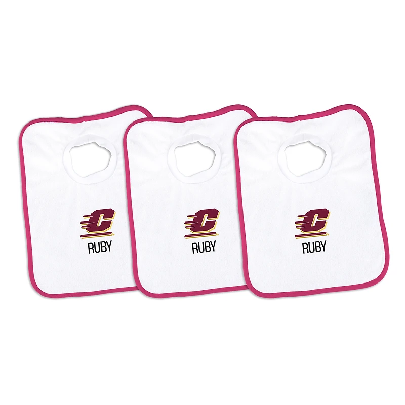 Infant Chad & Jake Central Michigan Chippewas Personalized 3-Pack Bib Set