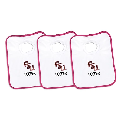 Infant Chad & Jake Florida State Seminoles Personalized 3-Pack Bib Set