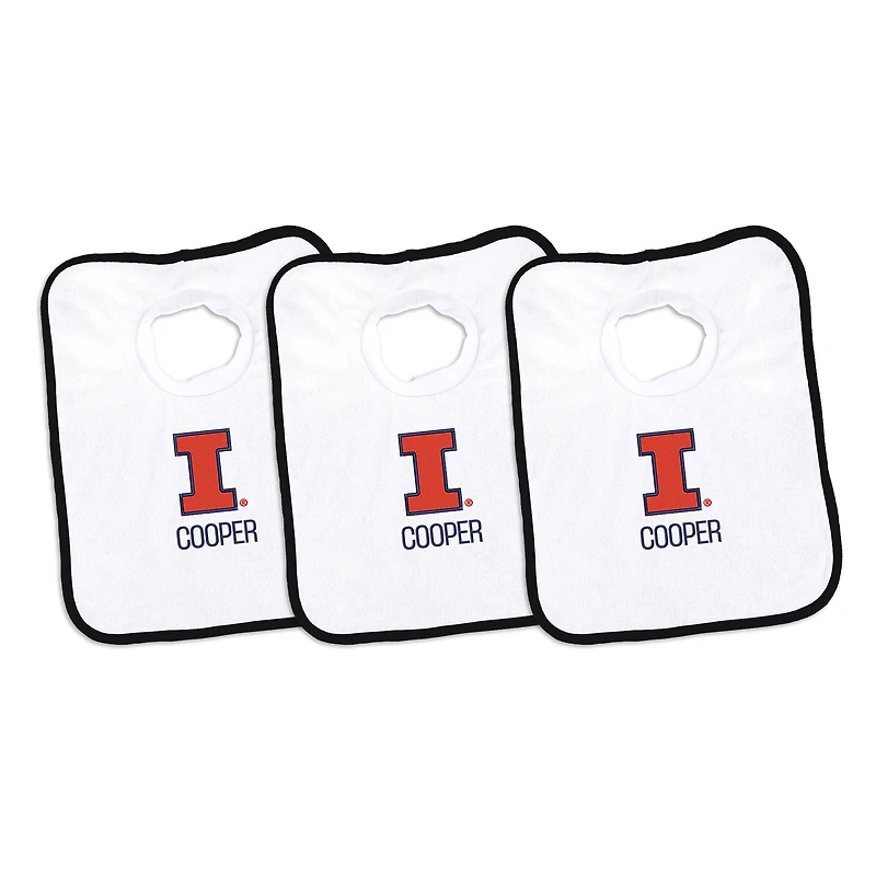 Infant Chad & Jake Illinois Fighting Illini Personalized 3-Pack Bib Set