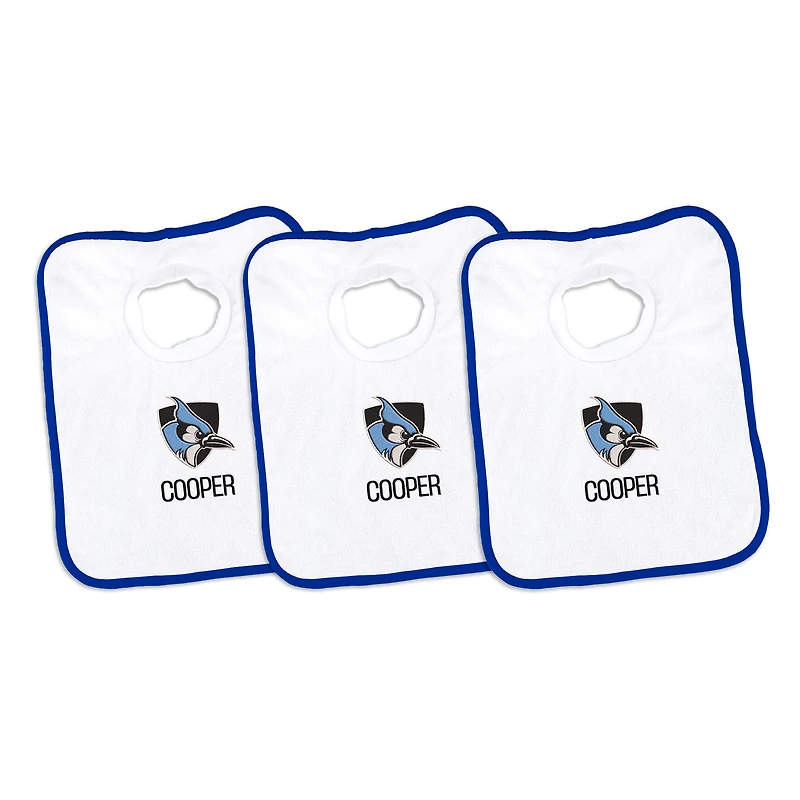 Infant Chad & Jake Johns Hopkins Blue Jays Personalized 3-Pack Bib Set