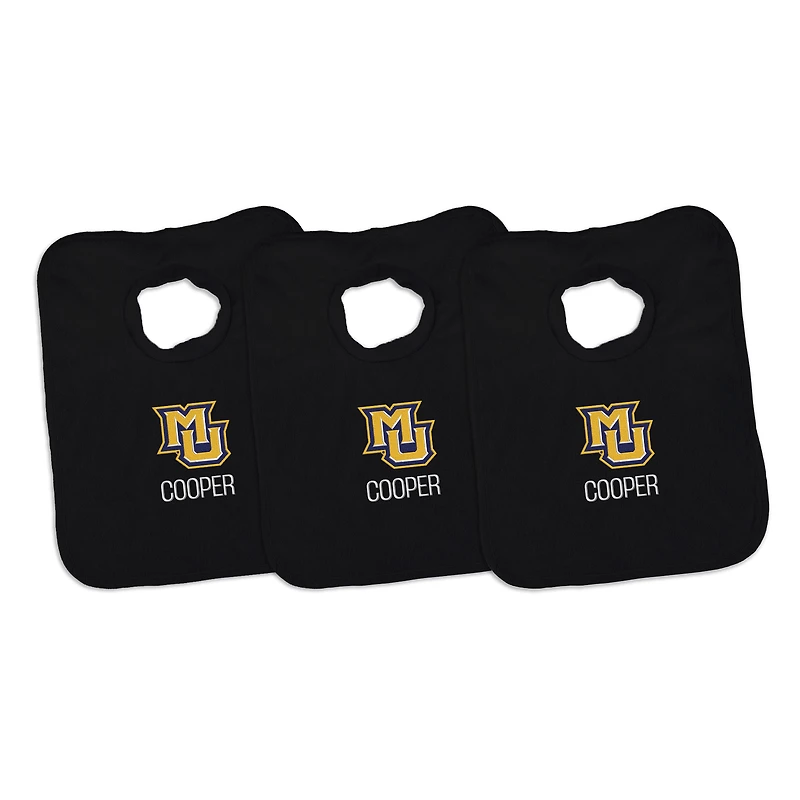 Infant Chad & Jake Marquette Golden Eagles Personalized 3-Pack Bib Set