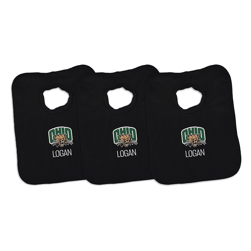 Infant Chad & Jake Ohio Bobcats Personalized 3-Pack Bib Set