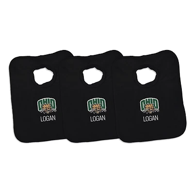 Infant Chad & Jake Ohio Bobcats Personalized 3-Pack Bib Set