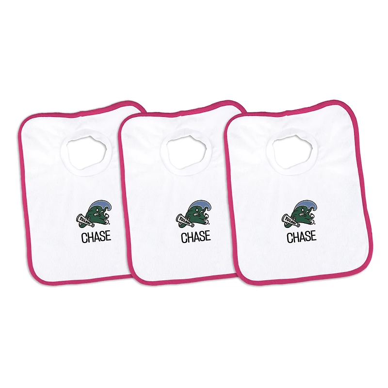 Infant Chad & Jake Tulane Green Wave Personalized 3-Pack Bib Set