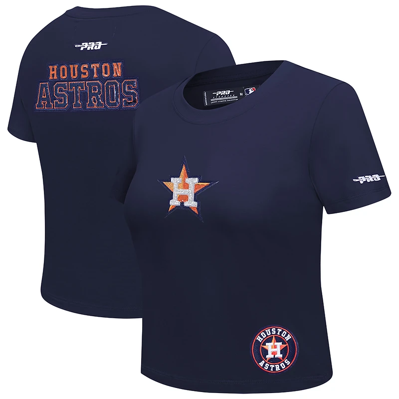 Women's Pro Standard Navy Houston Astros Game Day Classics Baby Doll Cropped T-Shirt