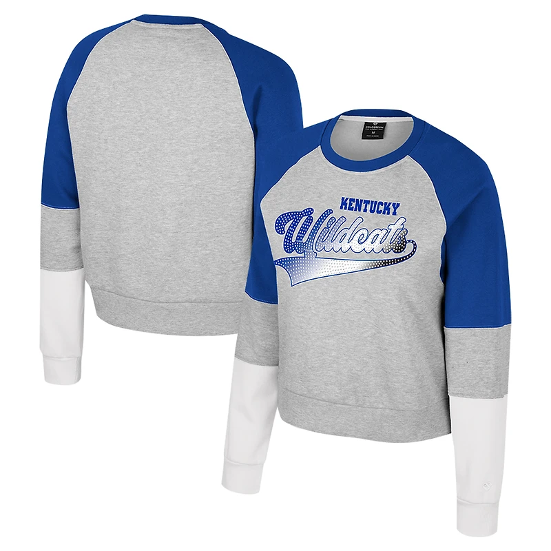 Women's Colosseum Heather Gray Kentucky Wildcats Katinka Rhinestone Scoop Neck Pullover Sweatshirt