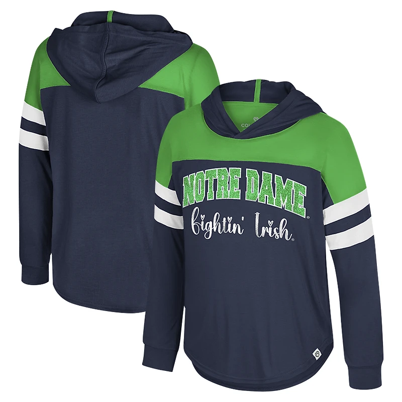 Girls Youth Colosseum Navy Notre Dame Fighting Irish Reflection Hoodie Long Sleeve T-Shirt