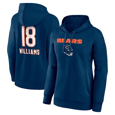 Women's Caleb Williams Navy Chicago Bears Name & Number Team Wordmark Pullover Hoodie