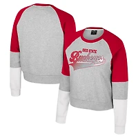 Girls Youth Colosseum Heather Gray Ohio State Buckeyes Katinka Rhinestone Pullover Sweatshirt