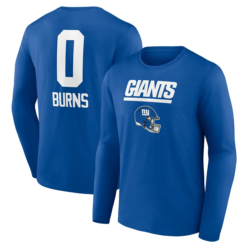 Men's Brian Burns Royal New York Giants Name & Number Team Wordmark Long Sleeve T-Shirt