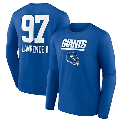 Men's Dexter Lawrence II Royal New York Giants Name & Number Team Wordmark Long Sleeve T-Shirt