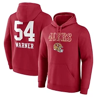 Men's Fred Warner Scarlet San Francisco 49ers Name & Number Team Wordmark Pullover Hoodie