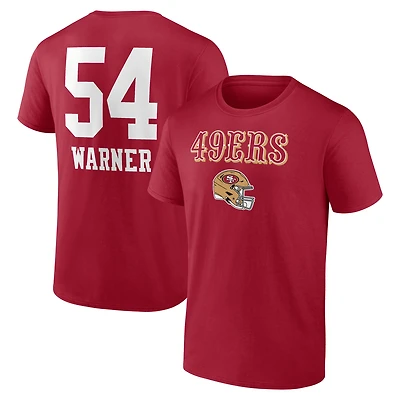 Men's Fred Warner Scarlet San Francisco 49ers Name & Number Team Wordmark T-Shirt