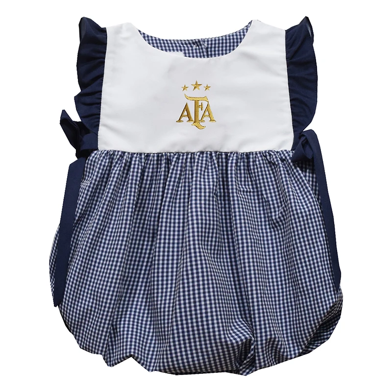 Girls Infant Vive La Fete Navy Argentina National Team Gingham Bubble Dress