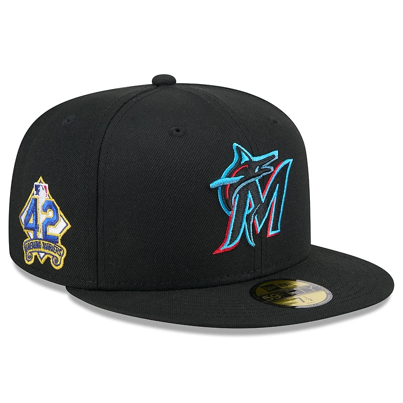 Men's New Era Black Miami Marlins 2025 Jackie Robinson Day 59FIFTY Fitted Hat