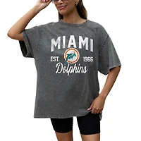 Women's Gameday Couture Grey Miami Dolphins Throwback Oversized Snow Wash T-Shirt
