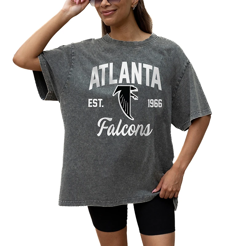 Women's Gameday Couture Grey Atlanta Falcons Throwback Oversized Snow Wash T-Shirt