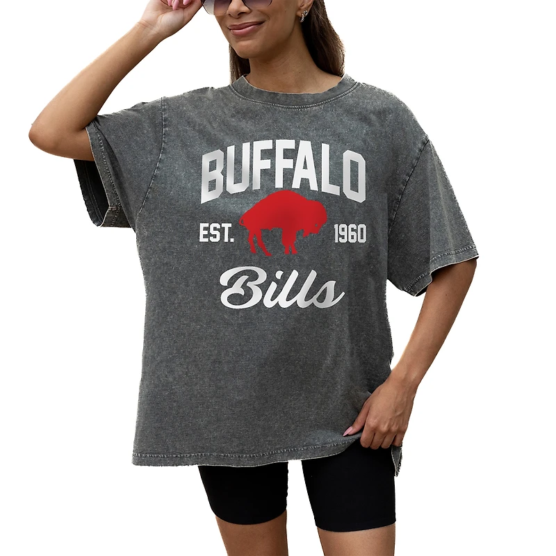 Women's Gameday Couture Grey Buffalo Bills Throwback Oversized Snow Wash T-Shirt