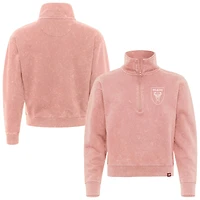 Women's Sportiqe Pink Inter Miami CF Iggy Washed Cropped Quarter-Zip Pullover
