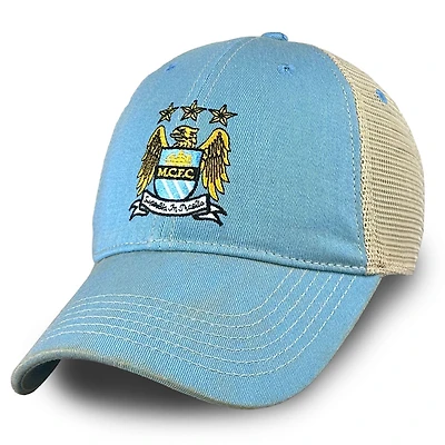 Men's 1863FC  Sky Blue Manchester City Retro Tea Washed Vintage Trucker Adjustable Hat